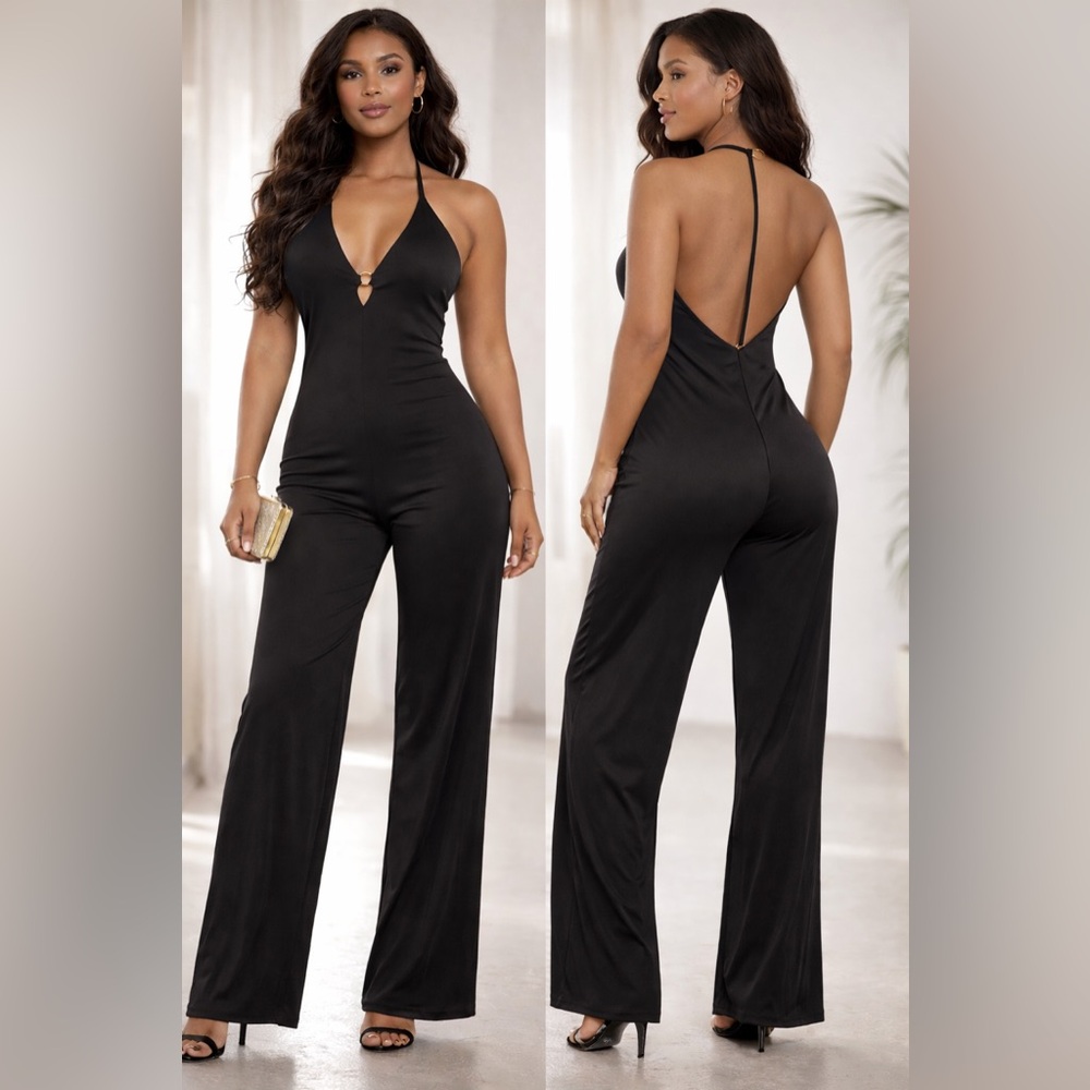 Victoria's Secret Black Plunge Jumpsuit